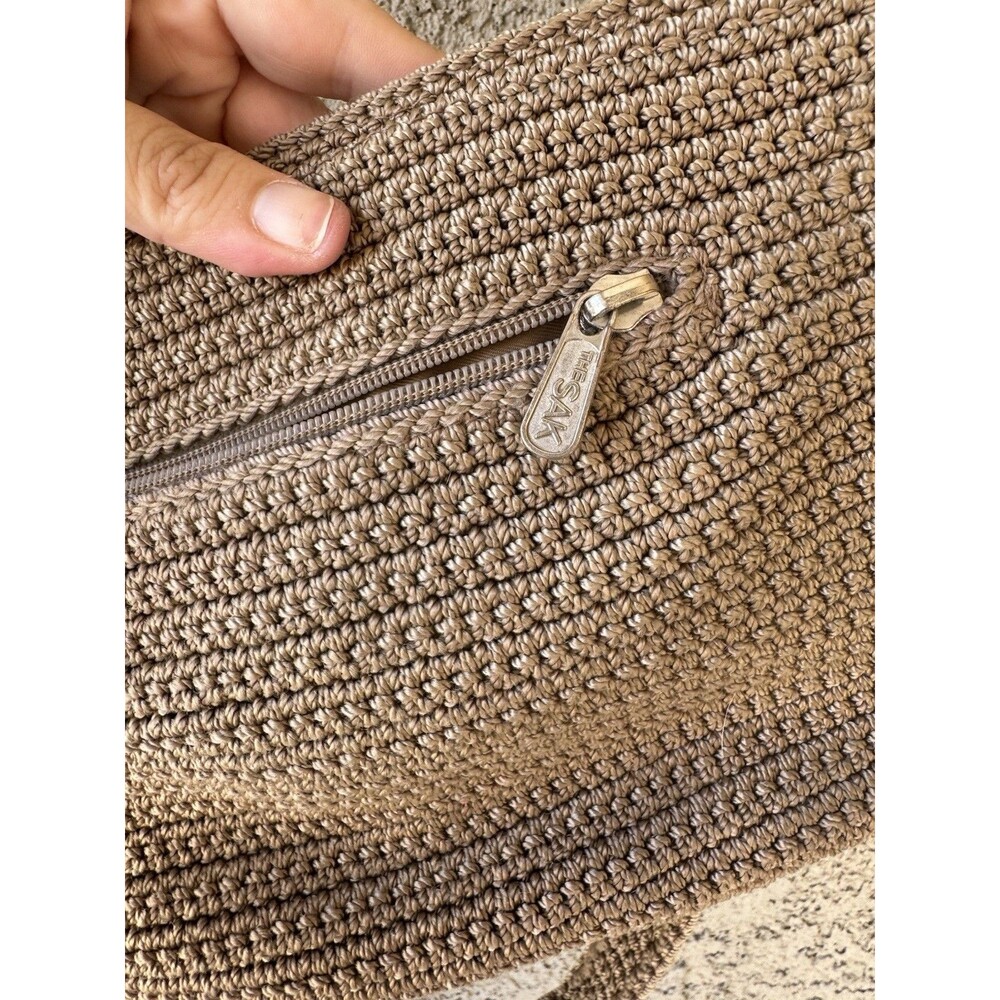 The Sak Crochet Purse Shoulder Bag Beige Brown 9"x6" Boho Y2K Classic Preppy - Picture 4 of 6